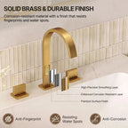 Widespread Bathroom Faucet 3 Hole, 2-handle Bathroom Sink Faucet with Drain Assembly LP0054568-YS - Brushed Gold