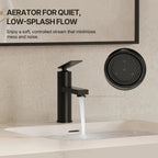 Single Hole Bathroom Faucet, Single Handle Bathroom Sink Faucet with Drain Assembly LP090081-YS - Matte Black