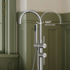 2 Handle Freestanding Floor Mount Tub Filler Faucet with Handheld Shower LP302-YG - Brushed Nickel