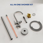 2 Handle Freestanding Floor Mount Tub Filler Faucet with Handheld Shower LP302-YG - Brushed Nickel
