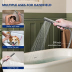 2 Handle Freestanding Floor Mount Tub Filler Faucet with Handheld Shower LP302-YG - Brushed Nickel