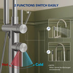 2 Handle Freestanding Floor Mount Tub Filler Faucet with Handheld Shower LP302-YG - Brushed Nickel