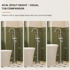 2 Handle Freestanding Floor Mount Tub Filler Faucet with Handheld Shower LP302-YG - Brushed Nickel