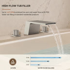 3-Hole Deck Mount Waterfall Roman Tub Faucet LP44578-YG - Brushed Nickel