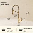 Contemporary Commercial-Style 2-Function Single-Handle Pull-Down Kitchen Faucet with LED Base LP33412098-CF - Brushed Gold