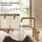 Bridge Kitchen Faucet with Swivel Spout, 2-Handle Kitchen Faucet with Side Spray LP090-CF - Brushed Gold