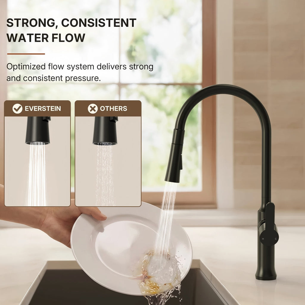 Pull-Down Kitchen Faucet with Dual-Function, Single-Handle Sink Faucet with Swivel Spout ,LP010191-CF - Matte Black