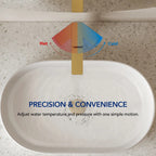 Single Hole Vessel Bathroom Faucet, Single Handle Bathroom Sink Faucet with Drain Assembly LP0096-YS - Brushed Gold