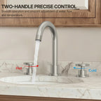 Widespread 3-Hole Bathroom Sink Faucet, 2-Handle Faucet with Wheel Knob Handles and Drain Assembly LP08100-YS - Brushed Nickel