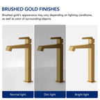 Single Hole Vessel Bathroom Faucet with Drain Assembly, Single Handle Vessel Bathroom Sink Faucet LP0850-YS - Brushed Gold