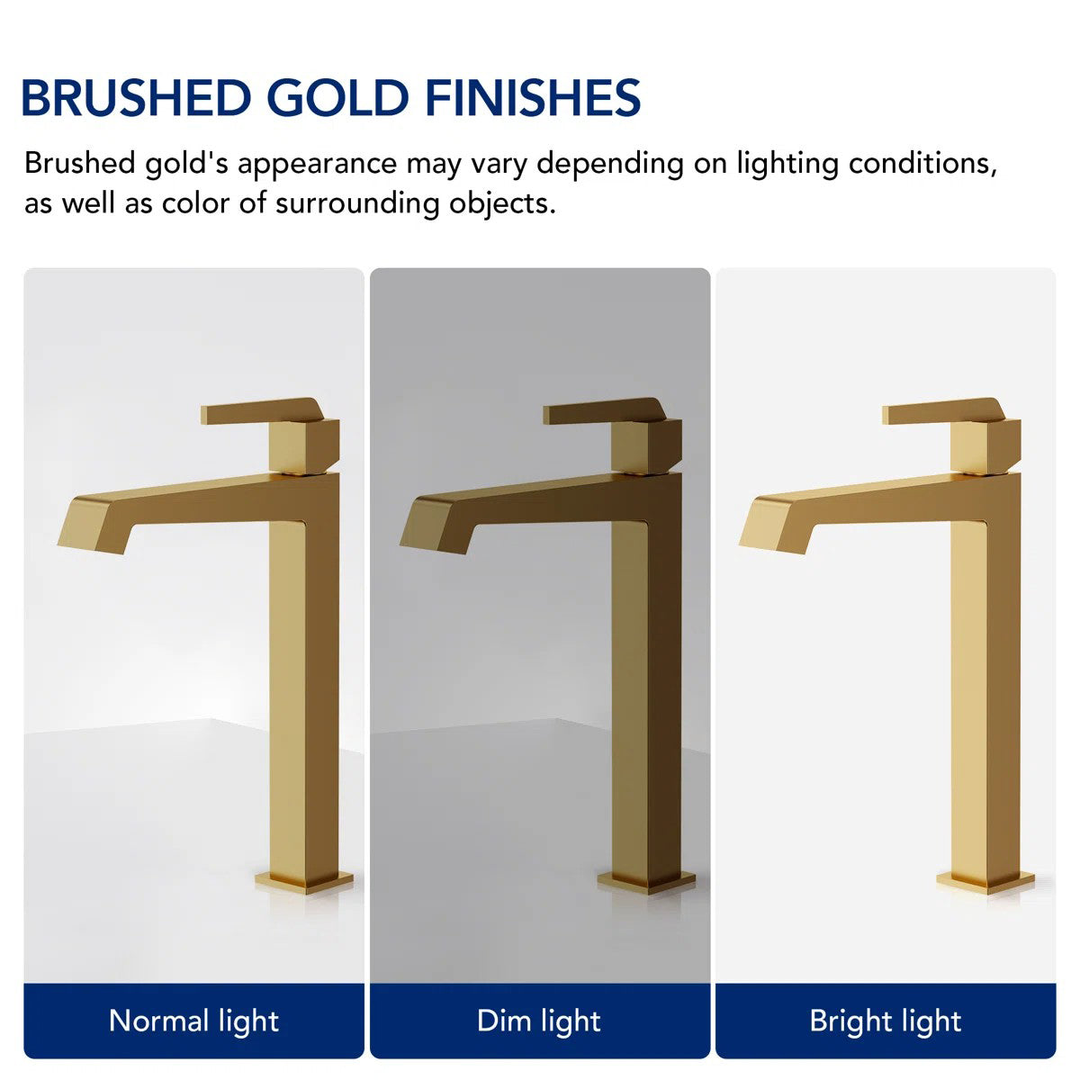 Single Hole Vessel Bathroom Faucet with Drain Assembly, Single Handle Vessel Bathroom Sink Faucet LP0850-YS - Brushed Gold