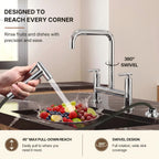 Bridge Kitchen Faucet with Swivel Spout, 2-Handle Kitchen Faucet with Side Spray LP089-CF - Chrome