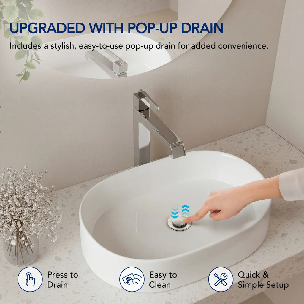 Single Hole Vessel Bathroom Faucet with Drain Assembly, Single Handle Vessel Bathroom Sink Faucet LP081-YS - Chrome