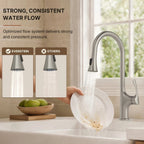 Pull-Down Single Handle Kitchen Faucet with High-Arc Spout LP0668-CF Stainless Steel
