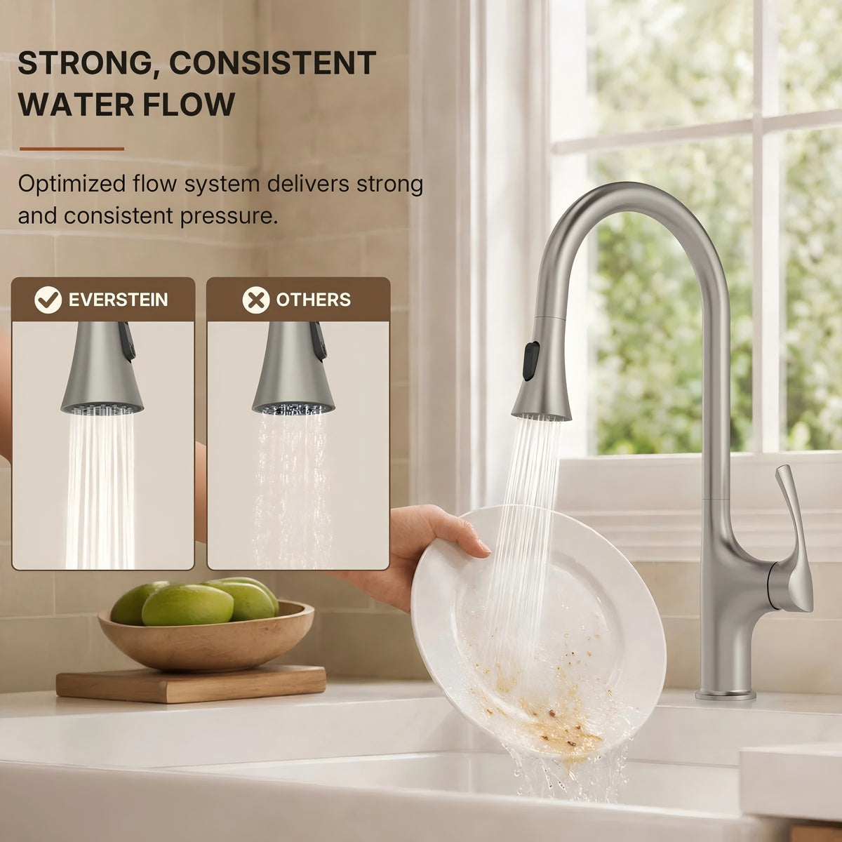 Pull-Down Single Handle Kitchen Faucet with High-Arc Spout LP0668-CF Stainless Steel