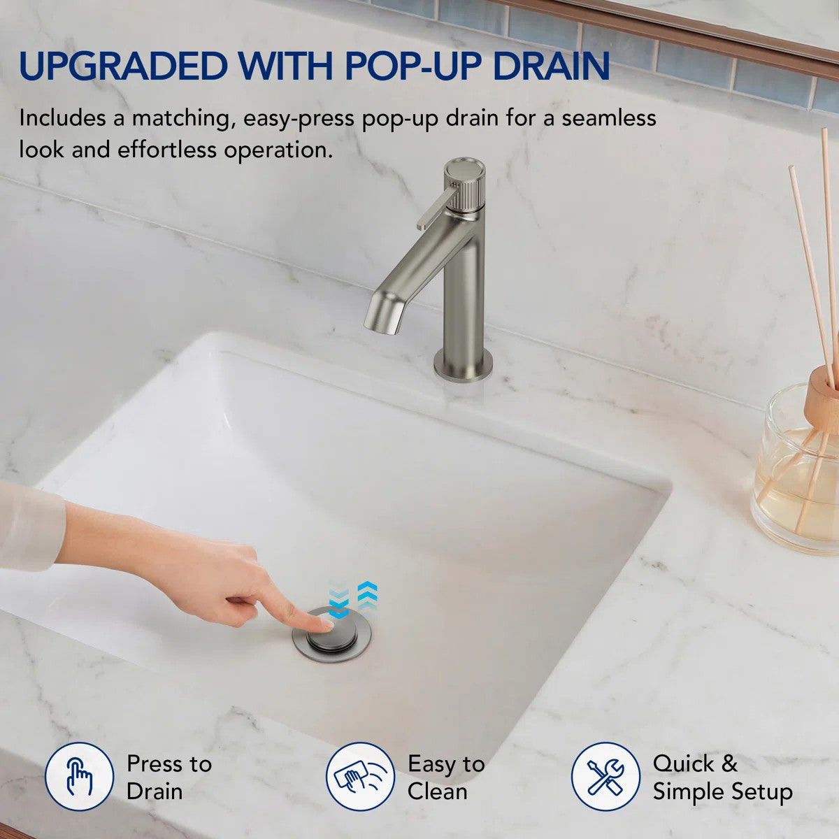 Single-Hole Single-Handle Bathroom Sink Faucet with Drain Assembly LP3360981-YS - Brushed Nickel