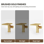 Single Hole Bathroom Faucet, Single-Handle Waterfall Sink Faucet with Drain Assembly LP023-YS - Brushed Gold