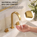 Widespread Bathroom Faucet 3 Hole, 2-handle Bathroom Sink Faucet with Drain Assembly LP0054568-YS - Brushed Gold