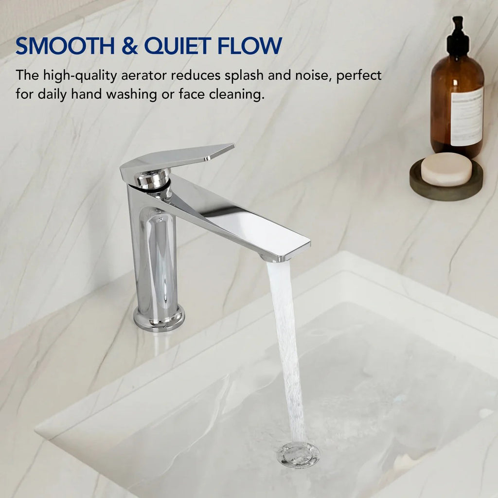 Single Hole Bathroom Faucet with Drain Assembly, Single Handle Bathroom Sink Faucet LP553019-YS - Chrome