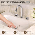 Widespread Bathroom Faucet 3 Hole, 2-handle Bathroom Sink Faucet with Drain Assembly LP00501-YS - Chrome
