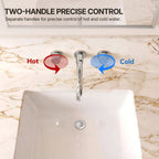 Wall Mounted Bathroom Faucet 3 Hole,2-Handle Bathroom Sink Faucet with Drain Assembly, Chrome LP001012-YS - Chrome