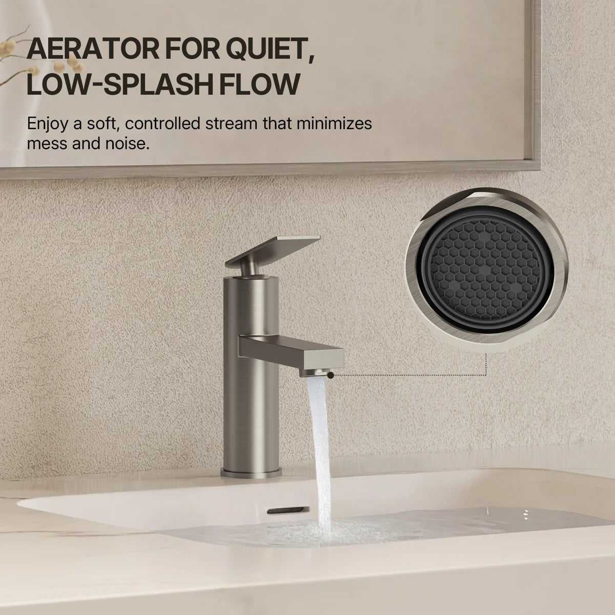 Single Hole Bathroom Faucet, Single Handle Bathroom Sink Faucet with Drain Assembly LP001230-YS - Brushed Nickel