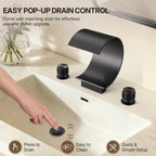 Widespread Bathroom Faucet 3 Hole, 2-handle Bathroom Sink Faucet with Drain Assembly LP3389019-YS - Matte Black