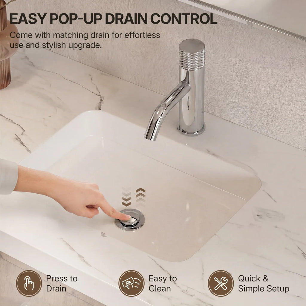 Single Hole Bathroom Faucet,Knob Single Handle Bathroom Sink Faucet with Drain Assembly LP0089-YS - Chrome