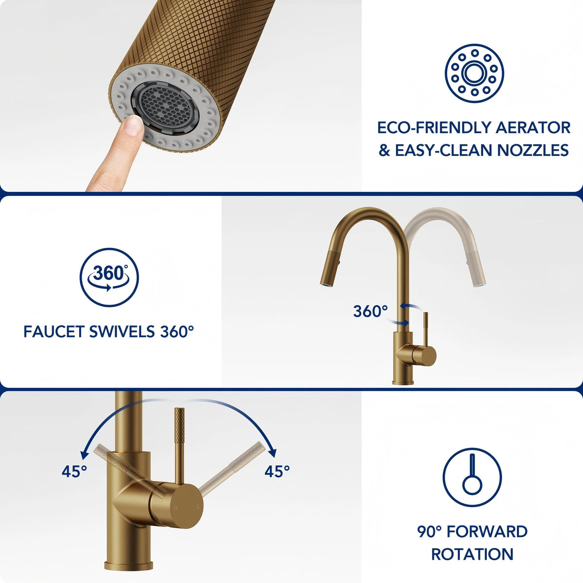 Dual Function Pull-Down Kitchen Faucet , Single Handle Sink Faucet LP013321-CF - Brushed Gold
