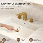Widespread Bathroom Faucet 3 Hole, 2-handle Bathroom Sink Faucet with Drain Assembly LP00340-YS - Brushed Gold