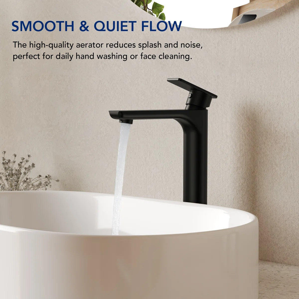 Single Handle Vessel Bathroom Faucet, Single Hole Vessel Bathroom Sink Faucet with Drain Assembly LP0097-YS - Matte Black