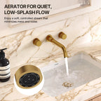 Wall Mounted Bathroom Faucet 3 Hole,2-Handle Bathroom Sink Faucet with Drain Assembly, Brushed Gold LP020103-YS - Brushed Gold
