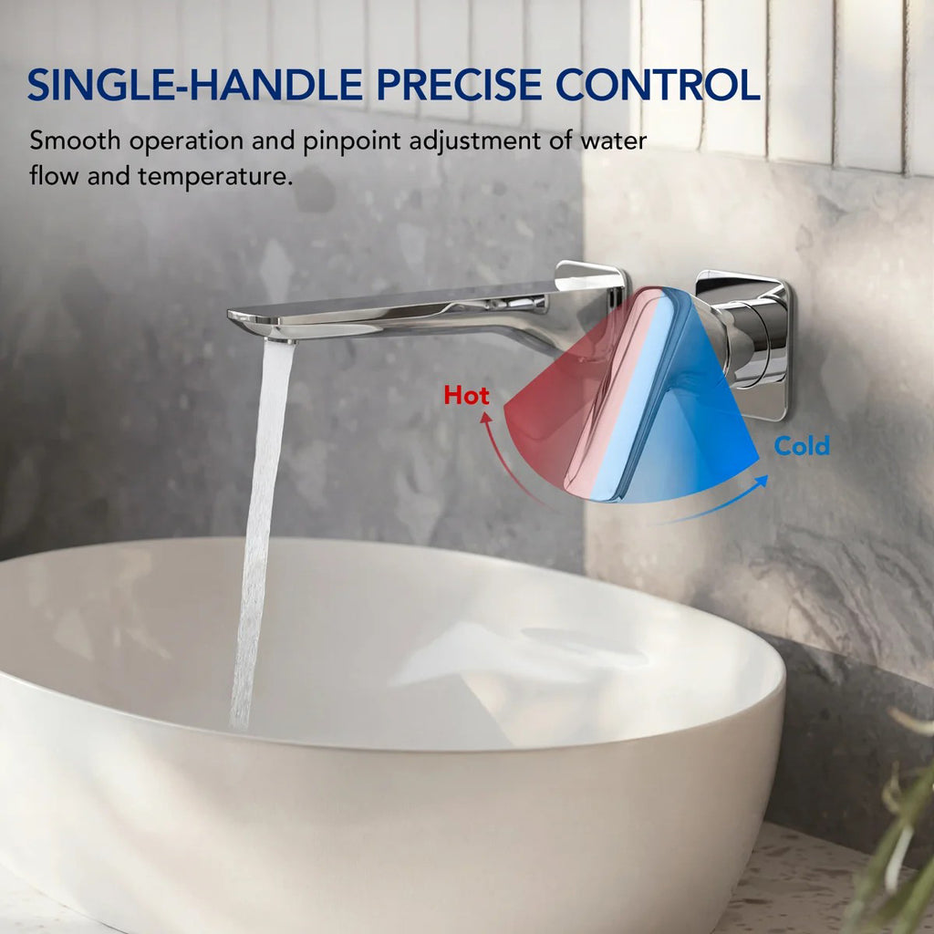 Wall Mounted Bathroom Faucet, Single-handle Bathroom Sink Faucet with Drain Assembly LP667891-YS - Chrome