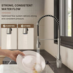 Commercial Style Dual Function Single Handle Pull Down Kitchen Faucet LP051-CF - Stainless Steel