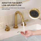 Widespread Bathroom Faucet 3 Hole, 2-Handle Bathroom Sink Faucet with Drain Assembly LP03006-YS - Brushed Gold