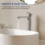 Single Hole Vessel Bathroom Faucet, Single Handle Bathroom Sink Faucet with Drain Assembly LP0096-YS - Brushed Nickel