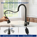 Pull Down Kitchen Sink Faucet, Single Handle Kitchen Faucet with Swivel Spout LP43-CF - Matte Black