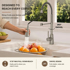 Commercial Style Dual Function Single Handle Pull Down Kitchen Faucet LP00303-YS - Stainless Steel