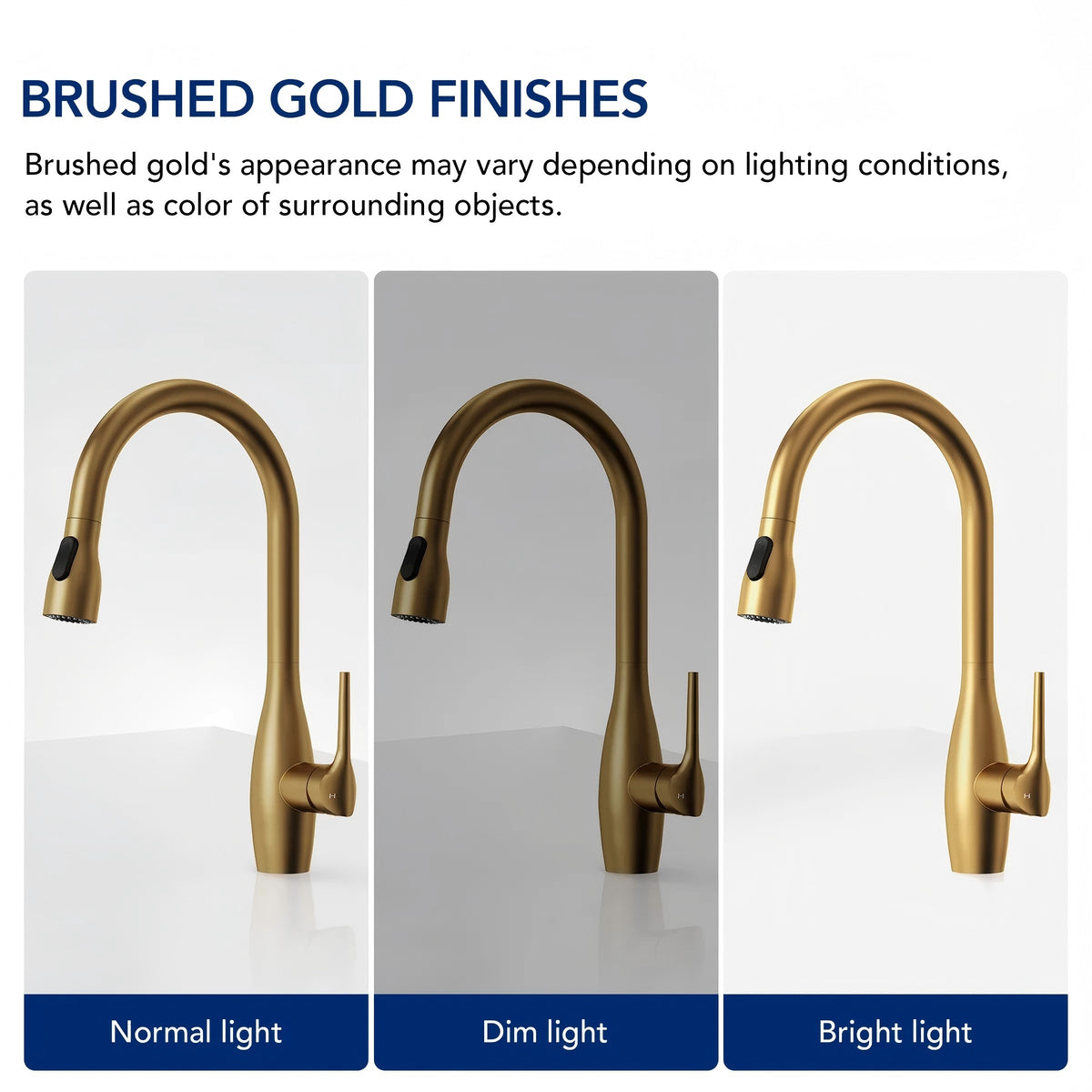 Dual-Function Single-Handle Pull-Down Kitchen Faucet with 360 Degree Swivel Spout LP0412-CF - Brushed Gold