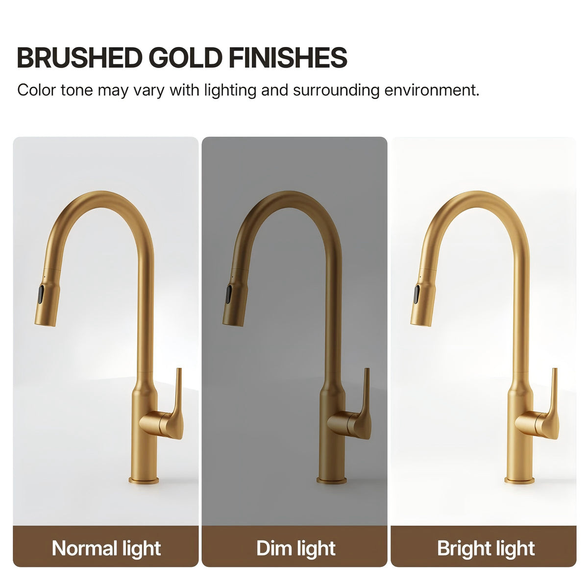 Dual-Function Single-Handle Pull-Down Kitchen Faucet with Swivel Spout LP132-CF - Brushed Gold