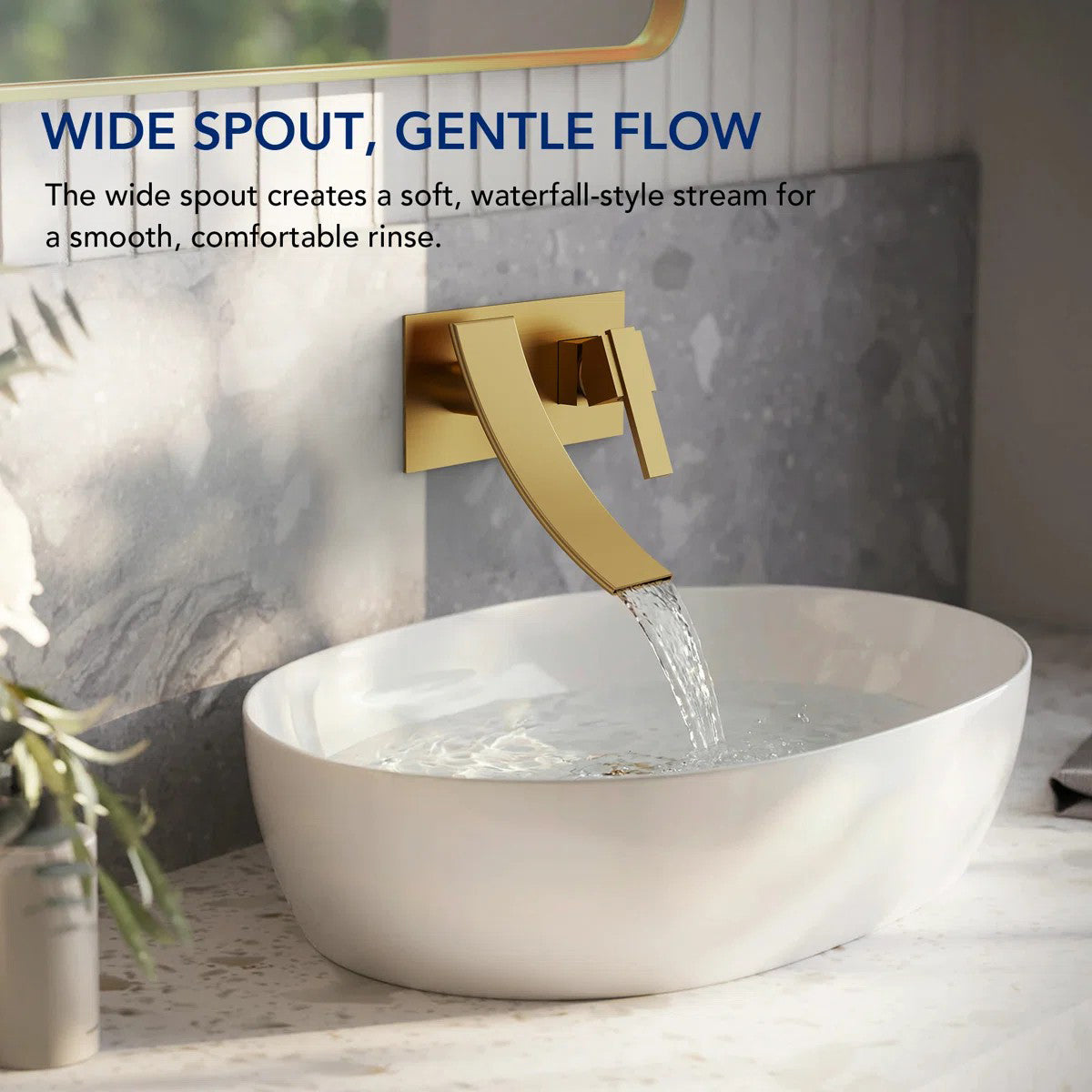 Wall Mounted Bathroom Faucet, Single-handle Bathroom Sink Faucet with Drain Assembly LP12234-CF - Brushed Gold