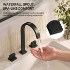 Widespread Bathroom Faucet 3 Hole, 2-handle Bathroom Sink Faucet with Drain Assembly LP00551YS- Matte Black