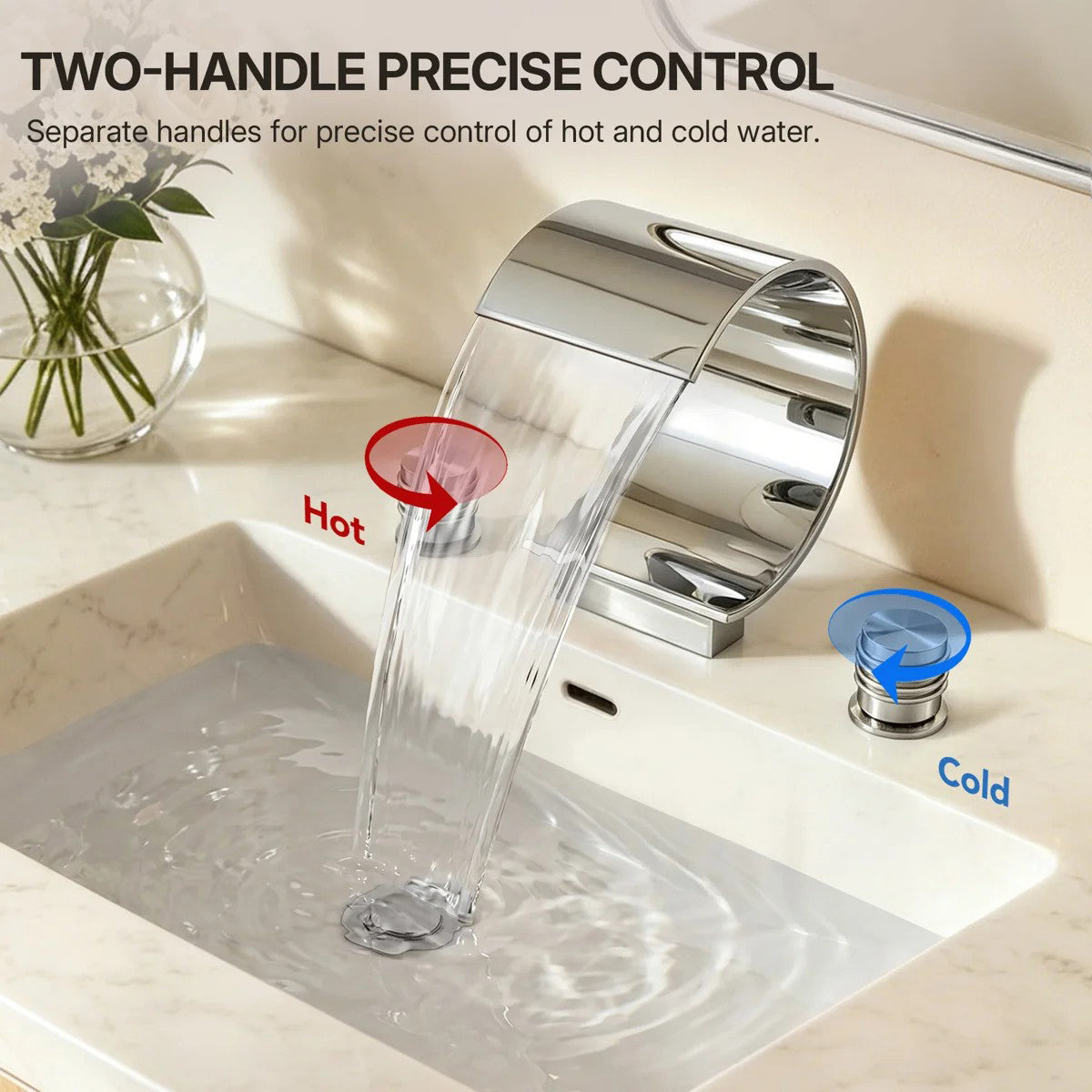 Widespread Bathroom Faucet 3 Hole, 2-handle Bathroom Sink Faucet with Drain Assembly LP442093-YS - Chrome