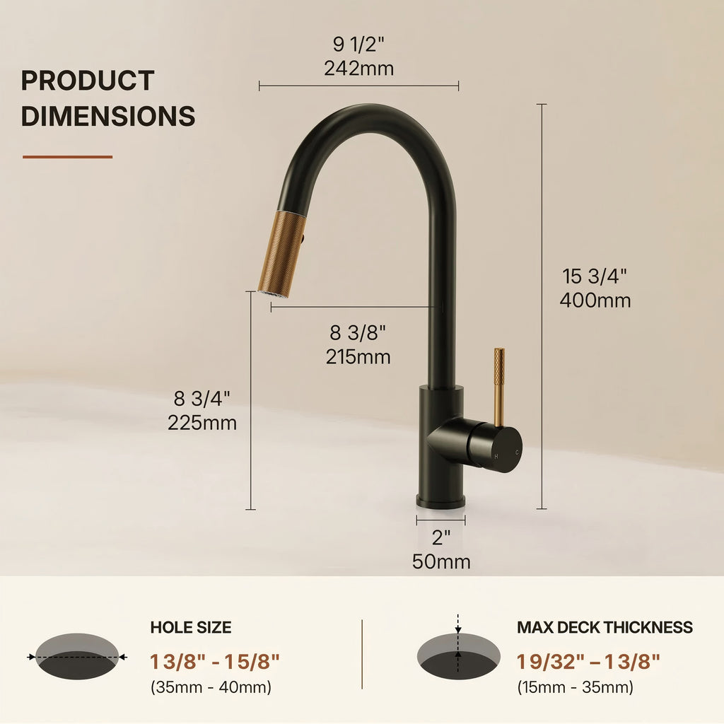 Dual Function Pull-Down Kitchen Faucet , Single Handle Sink Faucet LP9911606-CF - Matte Black