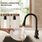 Pull-Down Kitchen Faucet with Deck Plate, Single Handle Sink Faucet with Sprayer LP099123-CFK- Matte Black