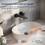 Wall Mounted Bathroom Faucet, Single-handle Bathroom Sink Faucet with Drain Assembly LP559932-YS - Matte Black