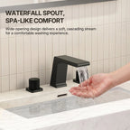Widespread Bathroom Faucet 3 Hole, 2-Handle Bathroom Sink Faucet with Drain Assembly LP68-YS - Matte Black