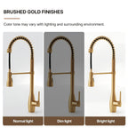 Commercial Style Dual Function Single Handle Pull Down Kitchen Faucet LP32-CF - Brushed Gold