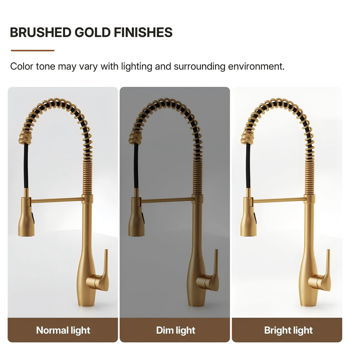 Commercial Style Dual Function Single Handle Pull Down Kitchen Faucet LP32-CF - Brushed Gold