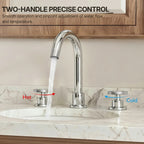 Widespread 3-Hole Bathroom Sink Faucet, 2-Handle Faucet with Wheel Knob Handles and Drain Assembly LP0910-YS - Chrome
